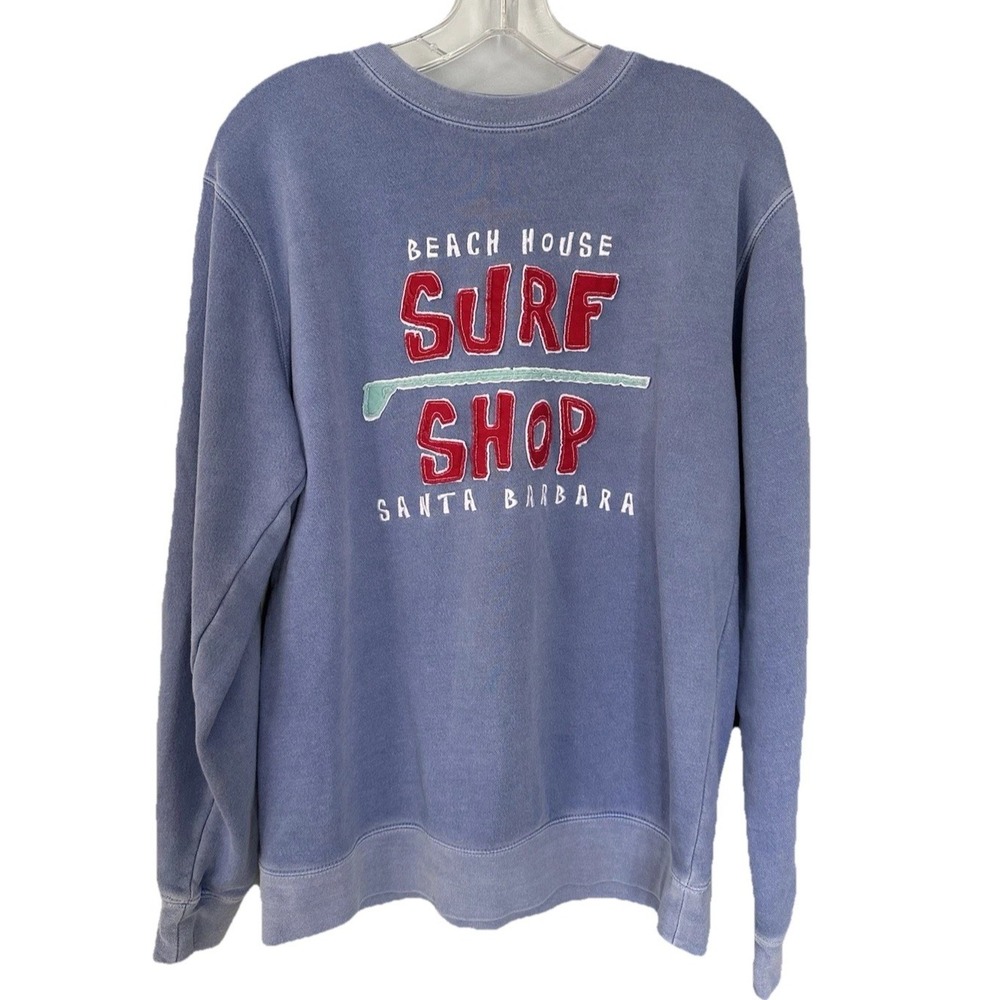 VTG Santa Barbara Surf Shop Beach Sweatshirt Men's Small Blue Coastal Pullover